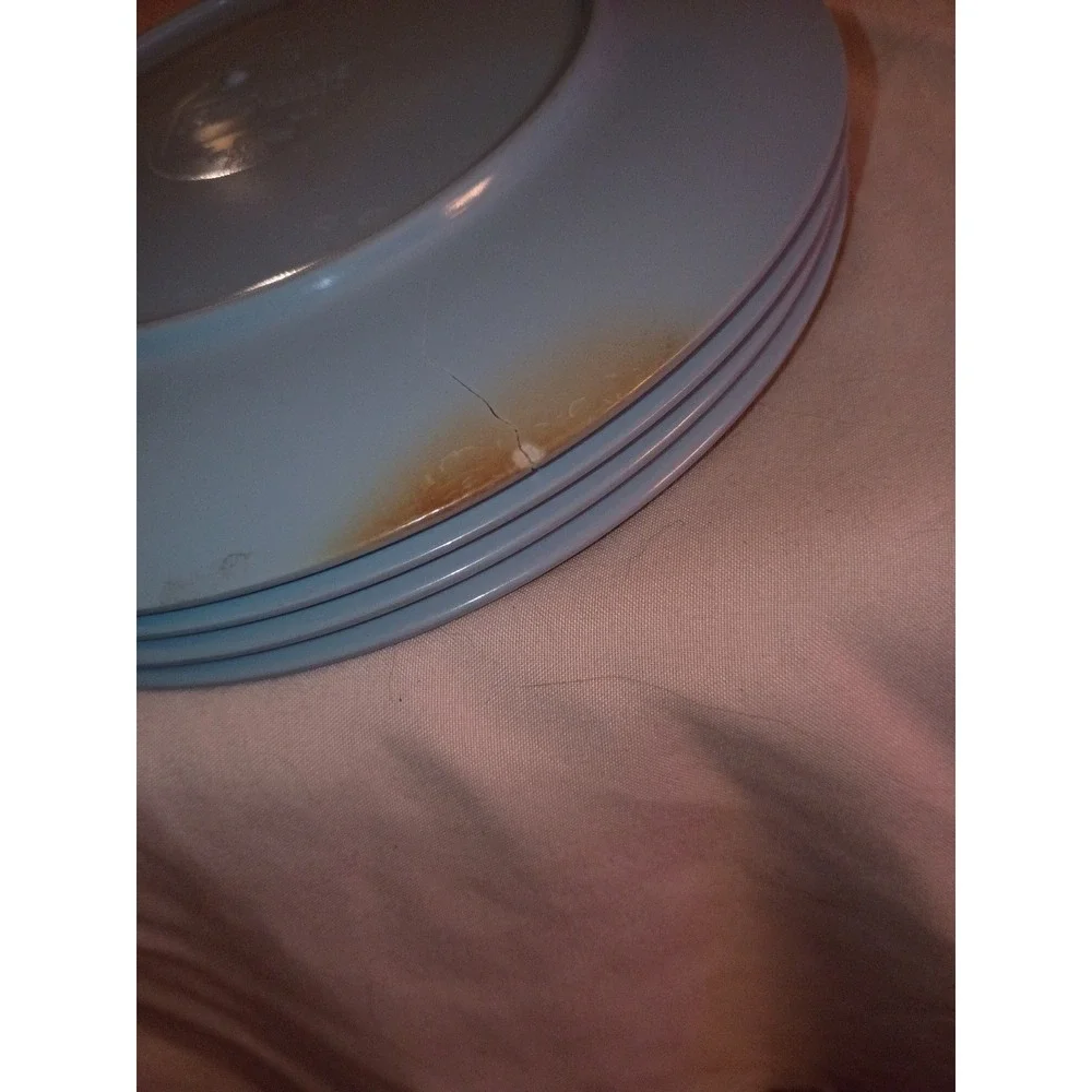Vintage Texas-Ware Sky Blue Melamine Dinner Plates Set of 5 G-4 PMC Retro